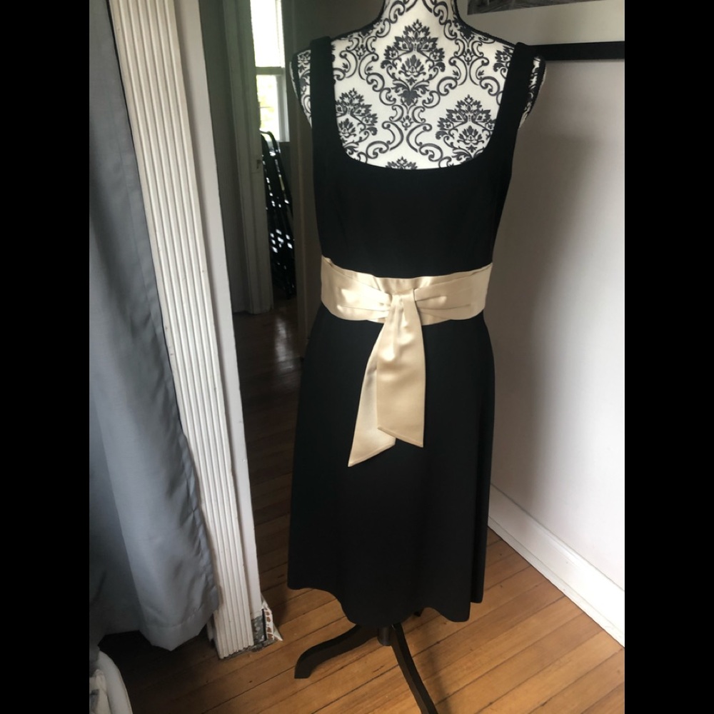 LBD with cream satin bow